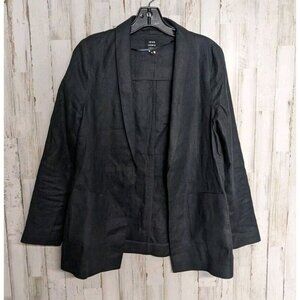 John Lewis Womens 100% Linen Blazer Women's UK 8 Black Pockets Open Front